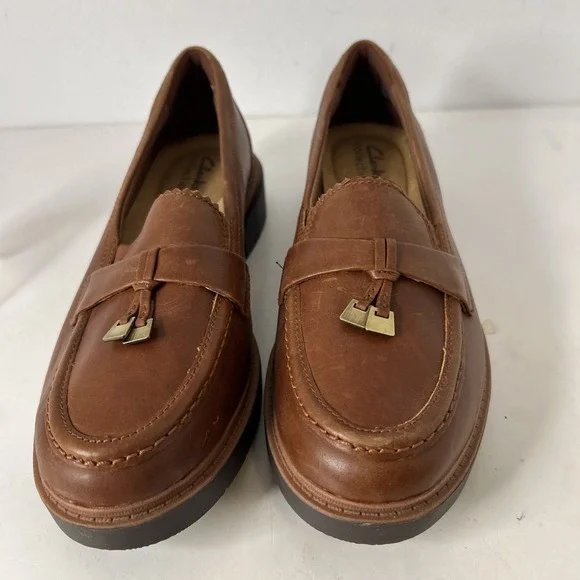 Clarks Collection Leather Loafer w. Tassel Westlynn Bella Tan Leather Sz 8.5 - Picture 3 of 7